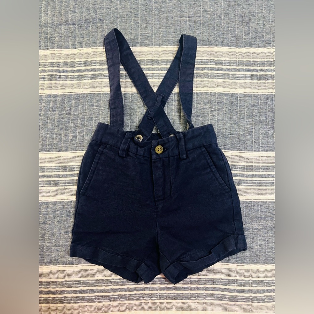 Janie and Jack Navy Blue Suspender Shorts